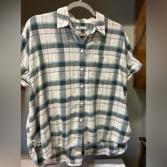 Madewell Short Sleeves Oversized Flannel Shirt - Picture 1 of 4